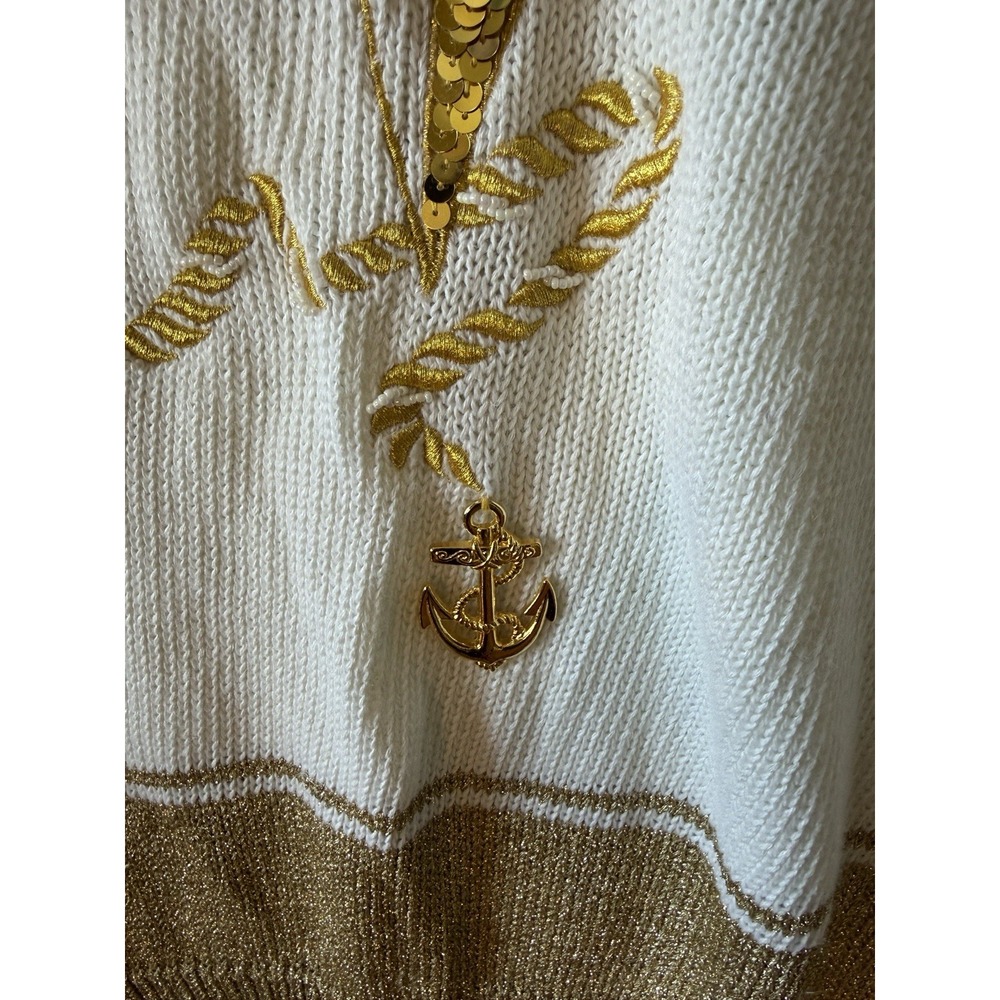 Madeleine angora blend sweater with a nautical compass rose and anchor Charm L - Picture 13 of 16